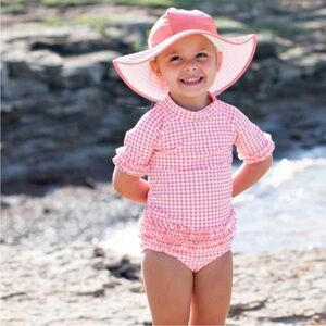 Ruffle Butts Pink gingham 2 piece swimsuit. 2T. EUC! Worn once !